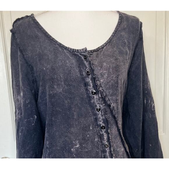 Krista Larson Tie-dye Blue Linen Dress, OS - Picture 3 of 4